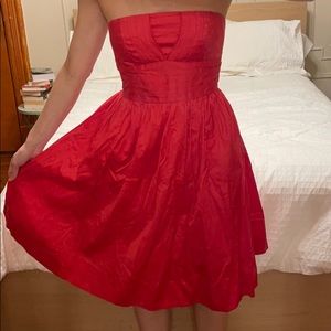 Anthropologie Red Strapless Dress (Size 0)